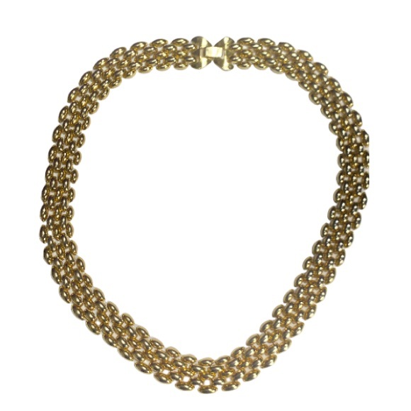 Vintage Statement Necklace Flat wide Collar Necklace links polish gold plated - Picture 8 of 10